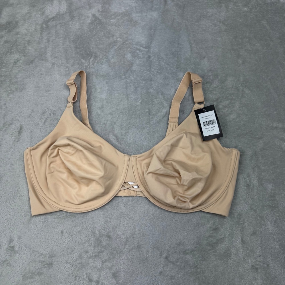 Avenue Back Smoother Underwire Bra Women's 42DD Nude Full Coverage NWT